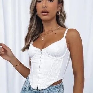 White Fox White Corduroy Corset Top